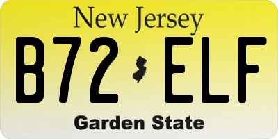 NJ license plate B72ELF