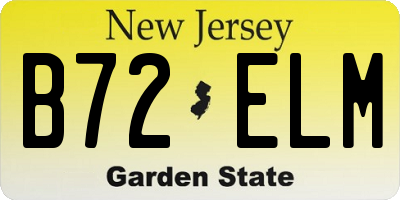 NJ license plate B72ELM