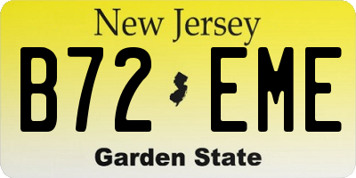 NJ license plate B72EME