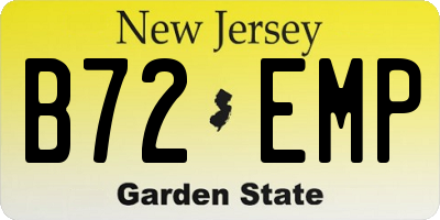 NJ license plate B72EMP