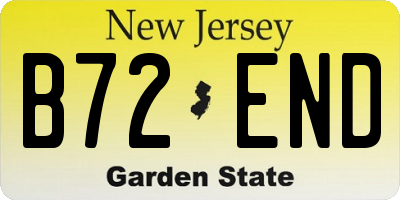 NJ license plate B72END