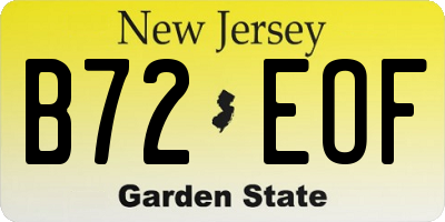 NJ license plate B72EOF