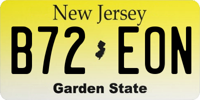 NJ license plate B72EON
