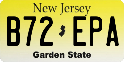 NJ license plate B72EPA