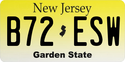 NJ license plate B72ESW