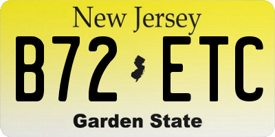 NJ license plate B72ETC