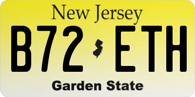 NJ license plate B72ETH