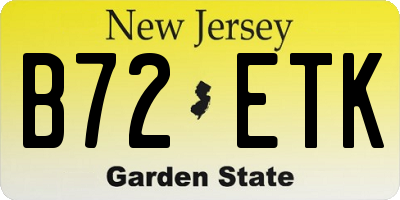 NJ license plate B72ETK