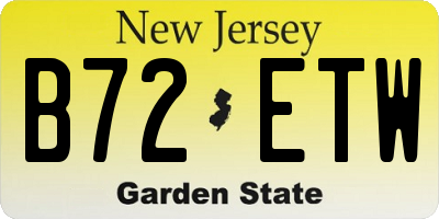 NJ license plate B72ETW