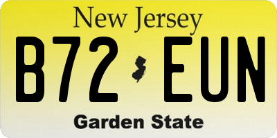 NJ license plate B72EUN