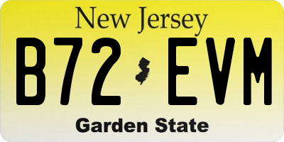 NJ license plate B72EVM