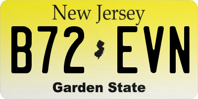 NJ license plate B72EVN