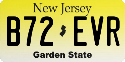 NJ license plate B72EVR