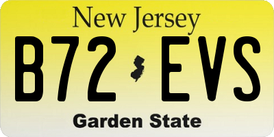 NJ license plate B72EVS
