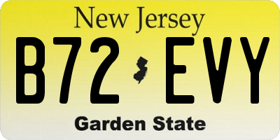 NJ license plate B72EVY