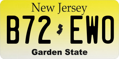 NJ license plate B72EWO