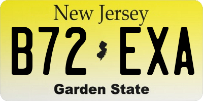 NJ license plate B72EXA