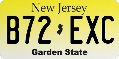 NJ license plate B72EXC