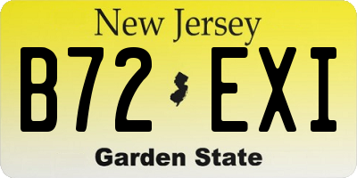 NJ license plate B72EXI