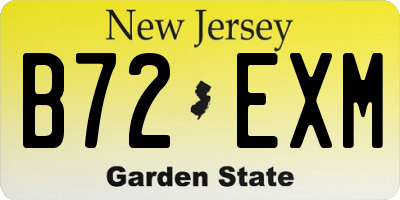 NJ license plate B72EXM