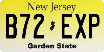 NJ license plate B72EXP