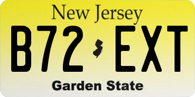 NJ license plate B72EXT