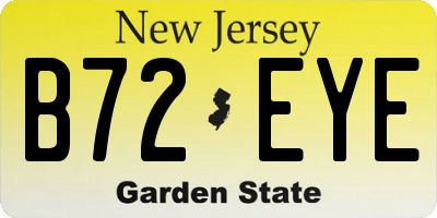 NJ license plate B72EYE