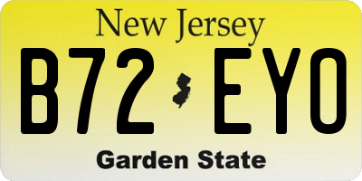 NJ license plate B72EYO
