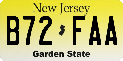 NJ license plate B72FAA
