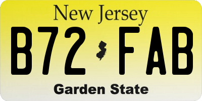 NJ license plate B72FAB