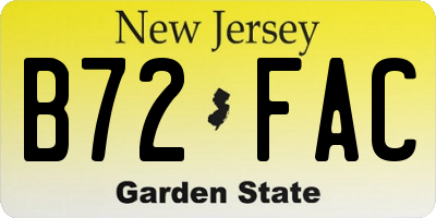 NJ license plate B72FAC