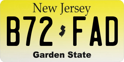 NJ license plate B72FAD