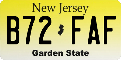 NJ license plate B72FAF