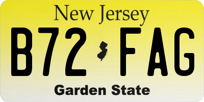 NJ license plate B72FAG