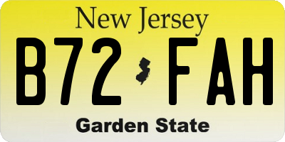 NJ license plate B72FAH