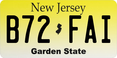 NJ license plate B72FAI