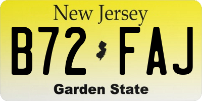 NJ license plate B72FAJ