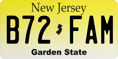 NJ license plate B72FAM