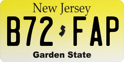 NJ license plate B72FAP
