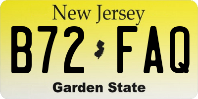 NJ license plate B72FAQ