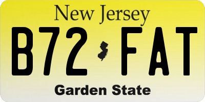 NJ license plate B72FAT