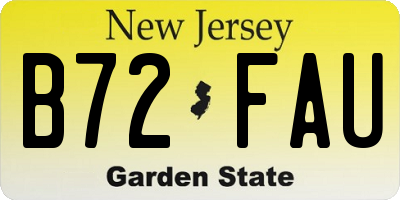 NJ license plate B72FAU