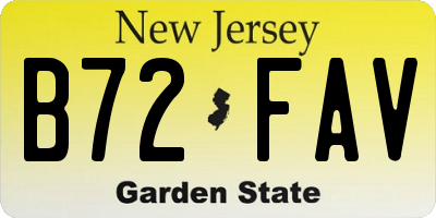 NJ license plate B72FAV