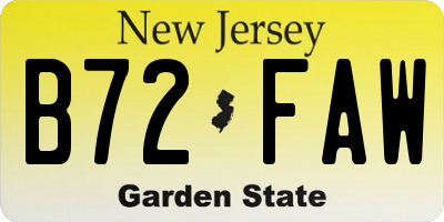 NJ license plate B72FAW