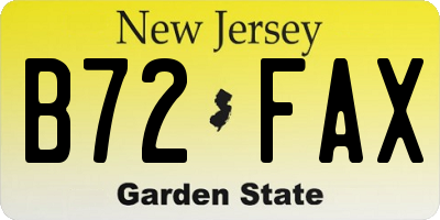 NJ license plate B72FAX