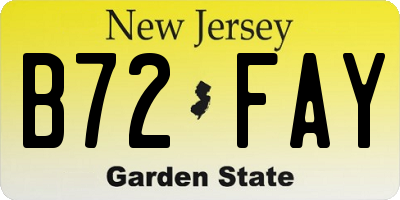 NJ license plate B72FAY
