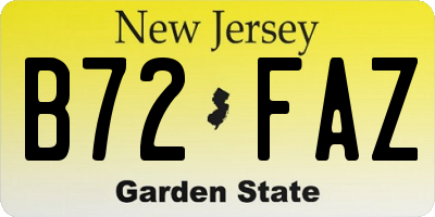 NJ license plate B72FAZ