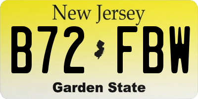NJ license plate B72FBW
