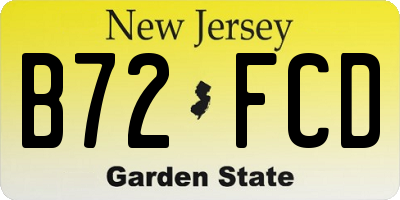 NJ license plate B72FCD