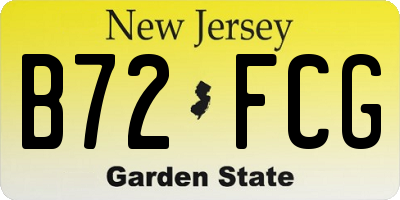 NJ license plate B72FCG